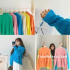 Colored Drop-shoulder Cable-knit Sweater