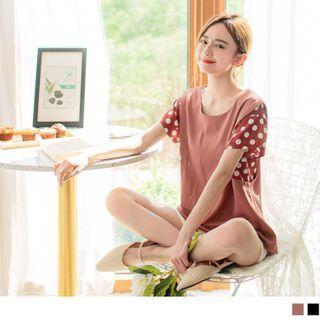 Dotted Panel Mock Two Piece Chiffon Top