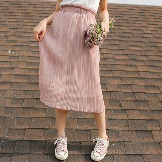 Pleated Midi Chiffon A-line Skirt
