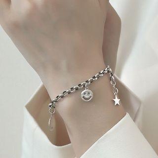 925 Sterling Silver Smiley Bracelet Smiley Face - One Size