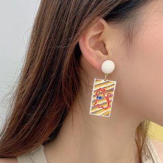 Dog Acrylic Dangle Earring 1 Pr - Yellow & Red - One Size