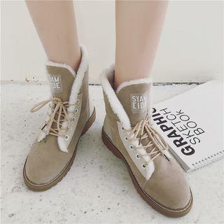 Color Panel Lace-up Short Snow Boots