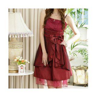 Bow Accent Spaghetti Strap Cocktail Dress