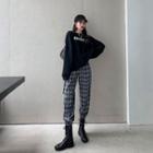 Plaid Straight-leg Pants Plaid - Gray - One Size