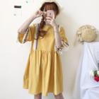 Embroidered Trim Elbow Sleeve Dress
