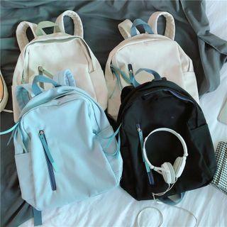 Zip-front Plain Cotton Backpack