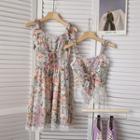 Floral Camisole Top / Spaghetti Strap Floral Midi A-line Dress