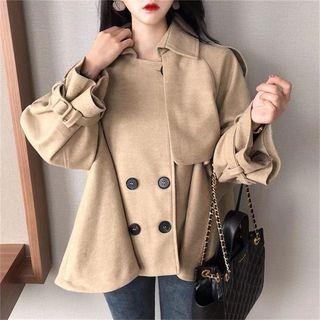 Plain Loose-fit Cape Coat As Figure - One Size