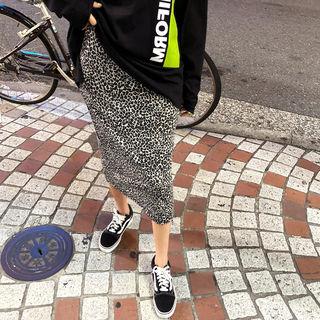 Leopard H-line Midi Skirt
