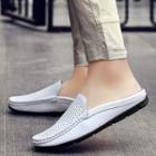 Genuine Leather Cutout Mule Loafers