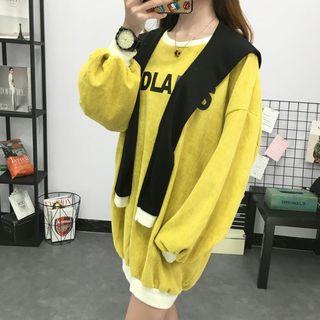 Lettering Corduroy Hoodie