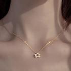 Star Rhinestone Pendant Sterling Silver Necklace Gold - One Size