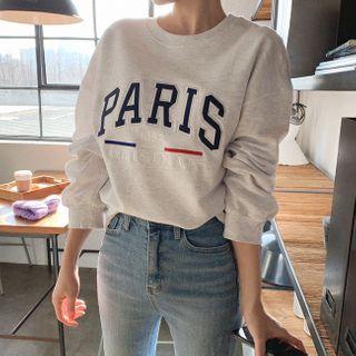 Drop-shoulder Letter Patch T-shirt