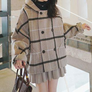 Gingham Hooded Cape Jacket