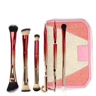 Set Of 14: Makeup Brush Red & Gold - One Size