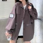 Long-sleeve Button-up Shirt Charcoal Gray - One Size