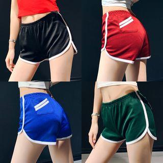 Elastic-waist Contrasted Shorts