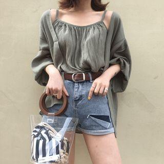 Set: Camisole Top + Open Front Light Jacket