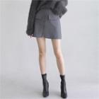 Flap Buttoned A-line Mini Skirt