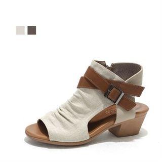 Peep-toe Cross-strap Booties
