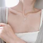 925 Sterling Silver Moon & Star Pendant Necklace As Shown In Figure - One Size