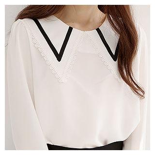 Color-block Collar Blouse