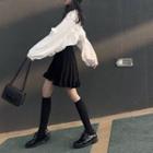Set: Ruffled Blouse + Ruffle Hem Mini A-line Skirt