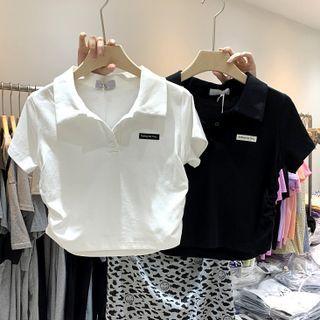 Short-sleeve Plain Ruched Cropped T-shirt