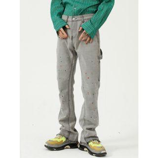 Splash Print Straight Leg Jeans