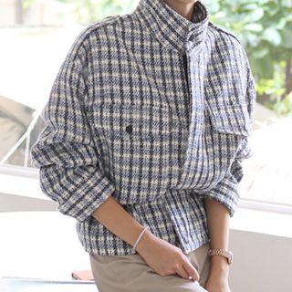Plaid Cropped Peplum Jacket