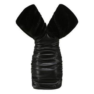 Cap-sleeve Faux Leather Mini Dress