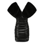 Cap-sleeve Faux Leather Mini Dress