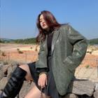 Faux Snakeskin Single-breasted Blazer