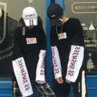 Couple Matching Mock Two-piece Long-sleeve T-shirt Black - One Size