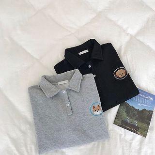 Cartoon Embroidered Fleece Long-sleeve Sweatshirt