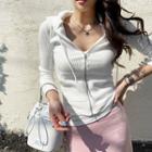Slim-fit Rib Zip Hoodie