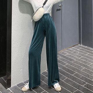 Elastic Waist Wide-leg Velvet Pants
