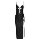 Set: Faux Leather Camisole Top + Midi A-line Skirt