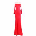 Off Shoulder Long-sleeve Evening Gown