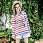 Tree Embroidered Striped Long Sleeve T-shirt