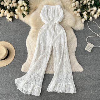 Strapless Lace Wide Leg Jumpsuit