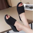 Wedge-heel Knit Slide Sandals