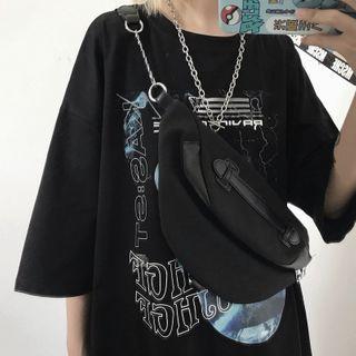 Couple Matching Nylon Belt Bag Black - One Size