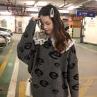See-through Lace Blouse / Letter Print Sweater