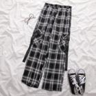 Plaid Buckled Cargo Pants As Shown In Figure - One Size