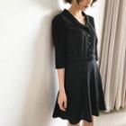 Scallop-collared Half-placket A-line Dress With Belt