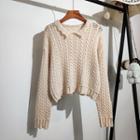 Polo Collar Cut-out Knit Top