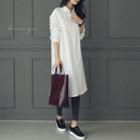 Loose-fit White Long-sleeve Long Dress