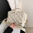 Top Handle Quilted Wide Strap Crossbody Bag