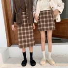 Plaid Straight-fit Midi Skirt / A-line Mini Skirt
